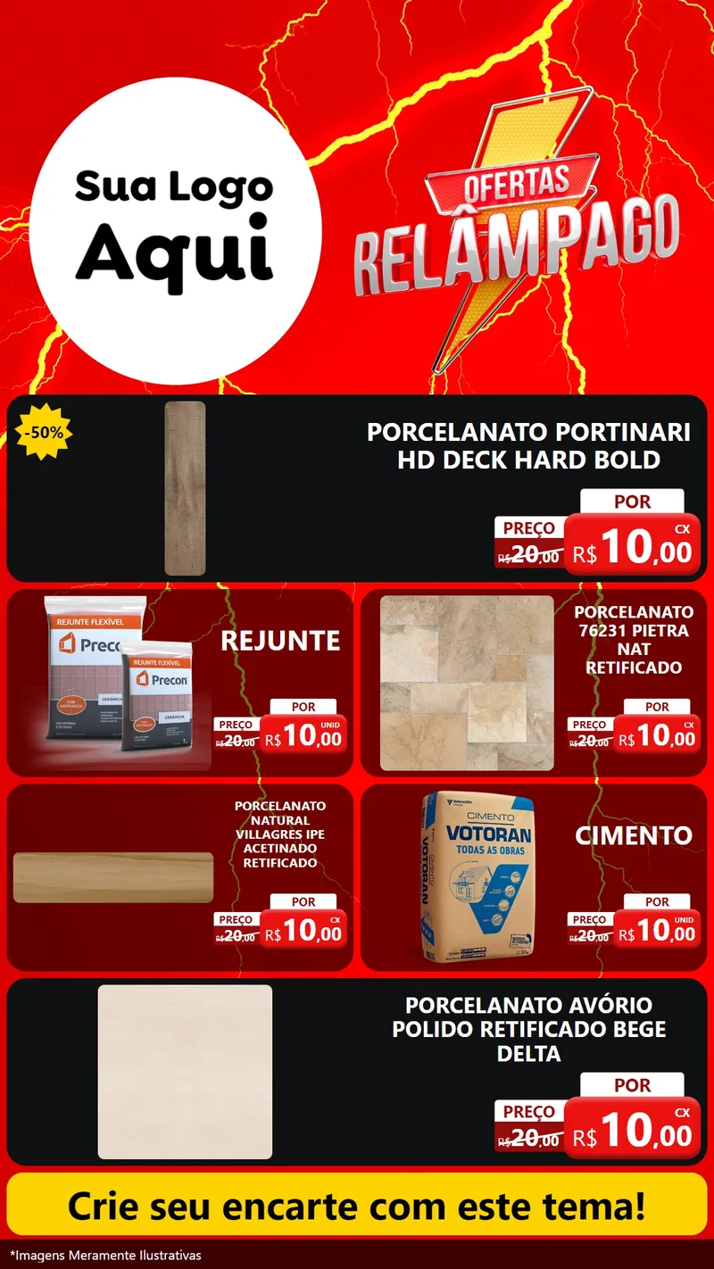 Modelo de TV para TV Vertical com o tema Ofertas Relâmpago para Pisos e revestimentos