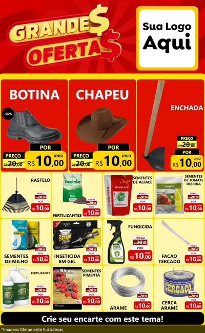Modelo de Encarte para Encarte Grande com o tema Grandes Ofertas para Agropecuária