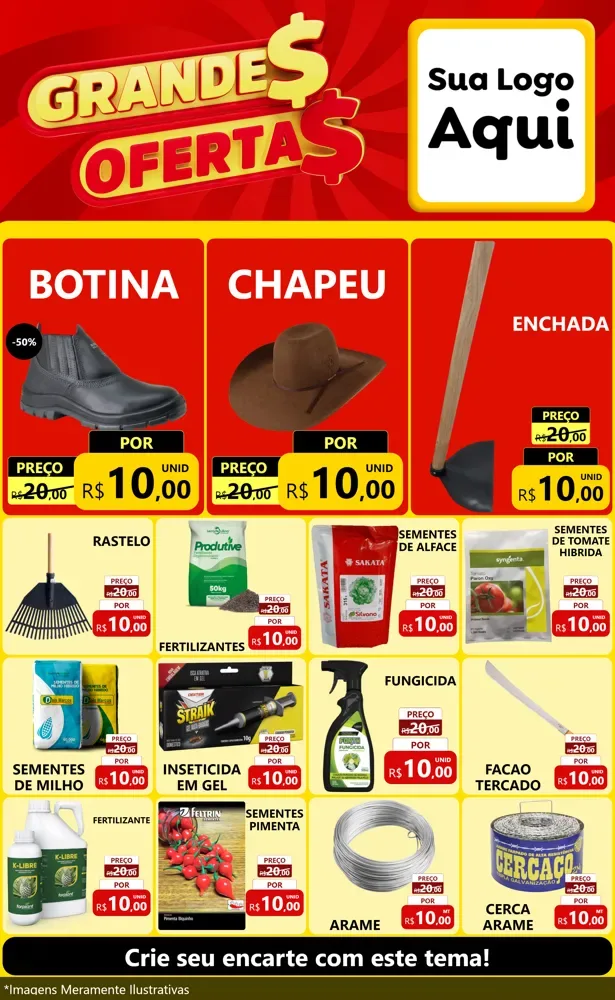 Modelo de Encarte para Encarte Grande com o tema Grandes Ofertas para Agropecuária