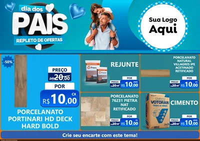 Modelo de Encarte para Encarte A4 Horizontal com o tema Dia Dos Pais Repleto de Ofertas para Pisos e revestimentos