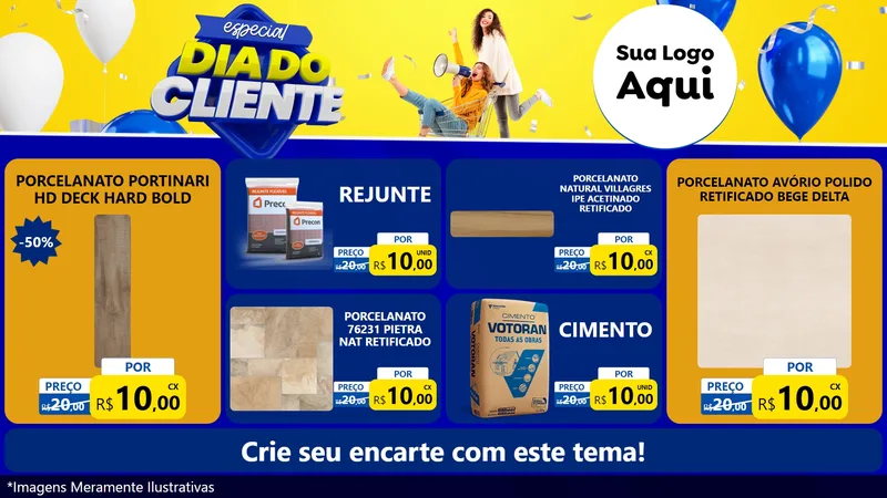 Modelo de TV para TV Horizontal com o tema Especial Dia do Cliente para Pisos e revestimentos