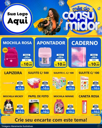 Modelo de Rede Social para Feed Instagram com o tema Mês do Consumidor para Papelaria