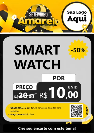 Modelo de Cartaz para Cartaz A4 Vertical com o tema Setembro Amarelo para Informática
