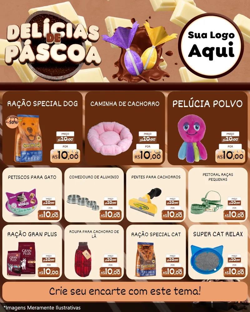 Modelo de Rede Social para Feed Instagram com o tema Delícias de Páscoa para Pet Shop
