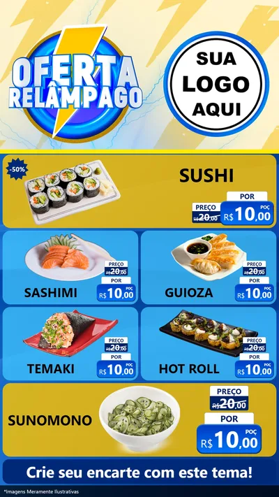 Modelo de TV para TV Vertical com o tema Oferta Relâmpago para Comida japonesa