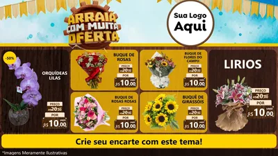 Modelo de TV para TV Horizontal com o tema Ofertas de São João - Junina para Floricultura e jardim