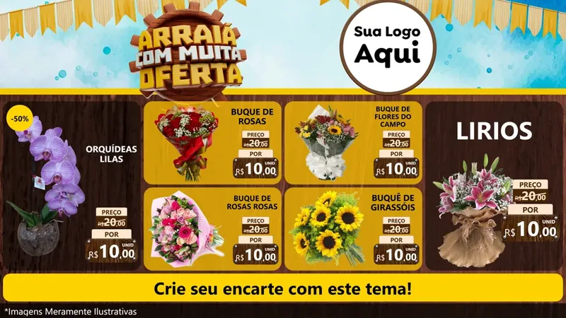 Modelo de TV para TV Horizontal com o tema Ofertas de São João - Junina para Floricultura e jardim