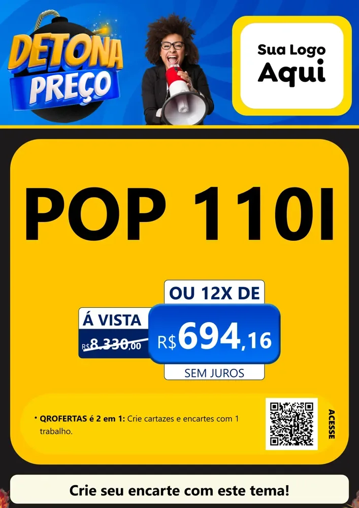 Modelo de Cartaz para Cartaz A4 Vertical com o tema Detona Preços para Concessionaria de Motos