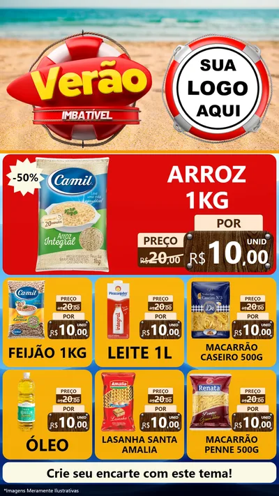 Modelo de Rede Social para Stories com o tema Verão Imbatível para Supermercado