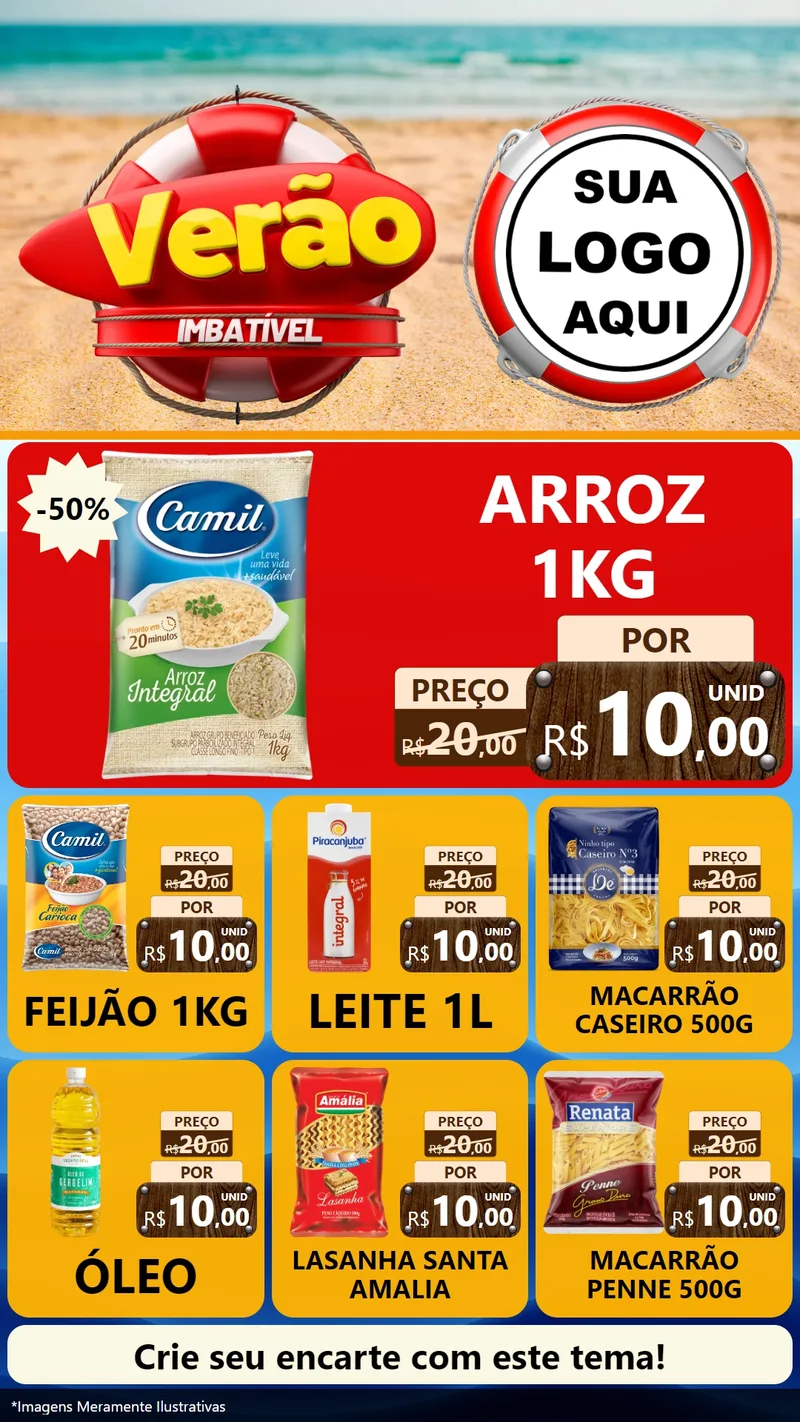Modelo de Rede Social para Stories com o tema Verão Imbatível para Supermercado