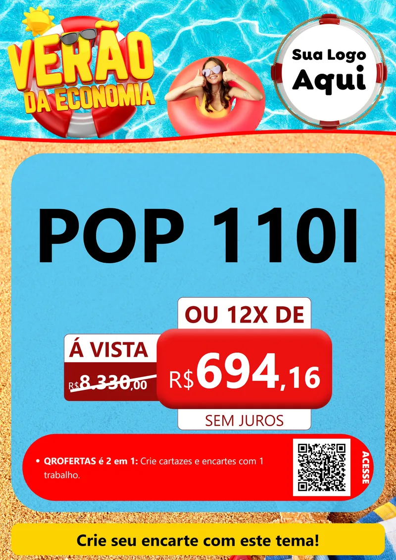 Modelo de Cartaz para Cartaz A4 Vertical com o tema Verão da Economia para Concessionaria de Motos