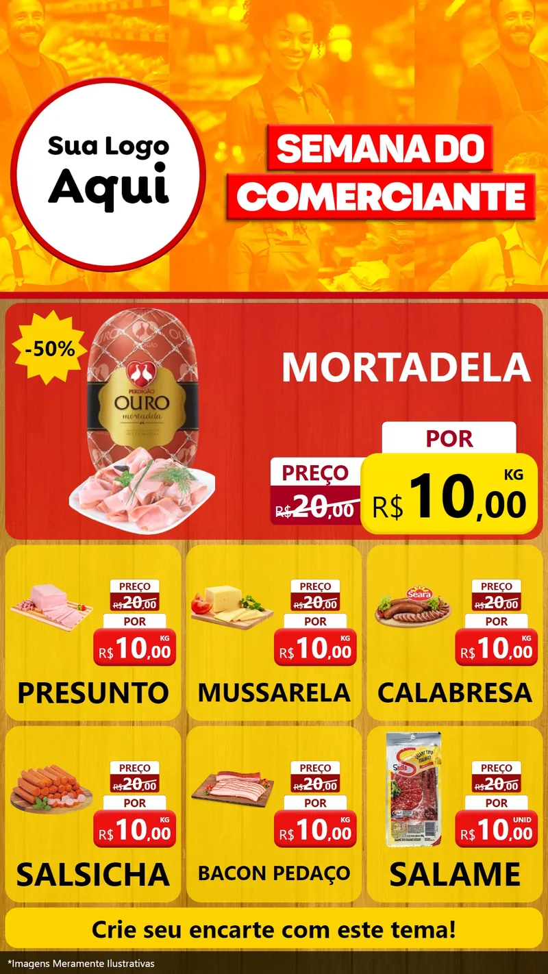 Modelo de Rede Social para Stories com o tema Semana do Comerciante para Frios e Laticínios