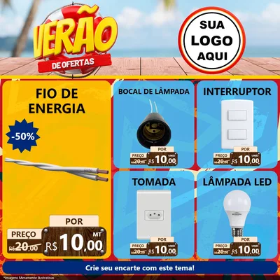Modelo de Rede Social para Feed Facebook com o tema Verão de Ofertas para Materiais Elétricos