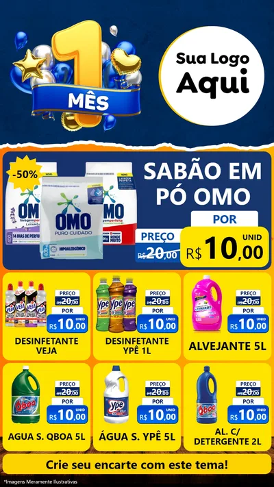 Modelo de Rede Social para Stories com o tema Um Mês de Aniversário para Produtos de Limpeza