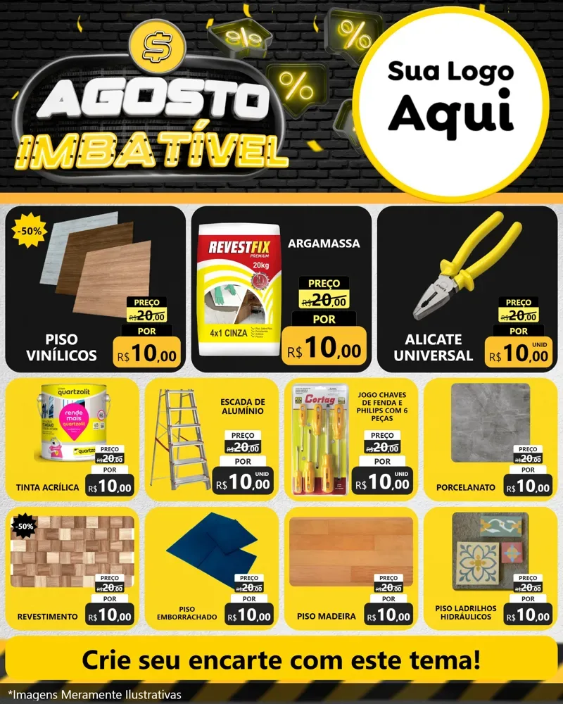 Modelo de Rede Social para Feed Instagram com o tema Agosto Imbatível para Material para Construção
