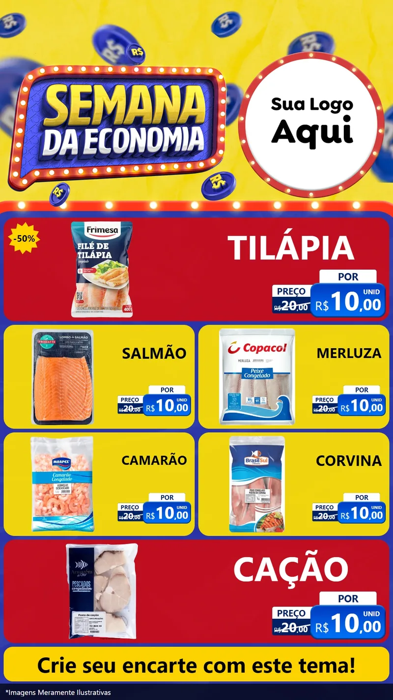 Modelo de TV para TV Vertical com o tema Semana da Economia para Peixaria