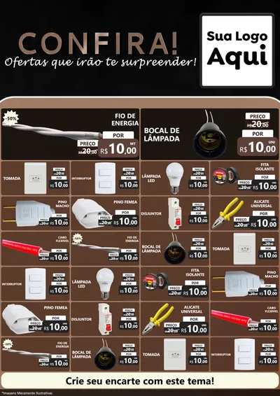 Modelo de Encarte para Encarte A4 Vertical com o tema Confira! Ofertas que irão te surpreender! para Materiais Elétricos