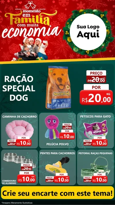 Modelo de Rede Social para Stories com o tema Momento em Família (Natal) para Pet Shop