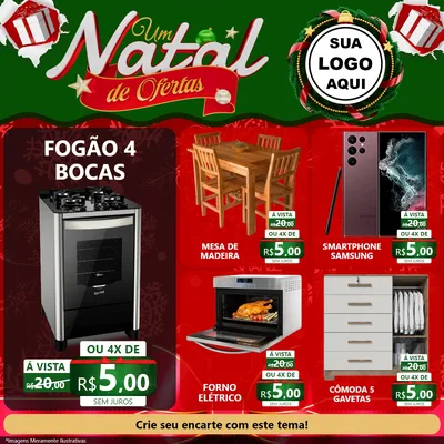 Modelo de Rede Social para Feed Facebook com o tema Um Natal de Ofertas para Móveis e Eletro
