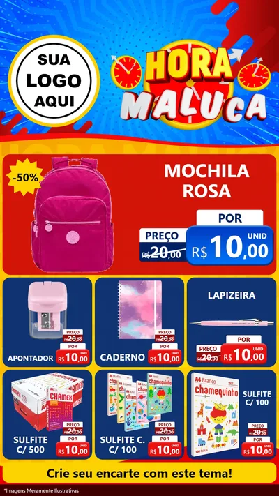 Modelo de Rede Social para Stories com o tema Hora Maluca para Papelaria