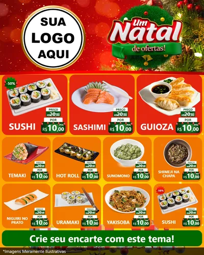 Modelo de Rede Social para Feed Instagram com o tema Um Natal de Ofertas para Comida japonesa