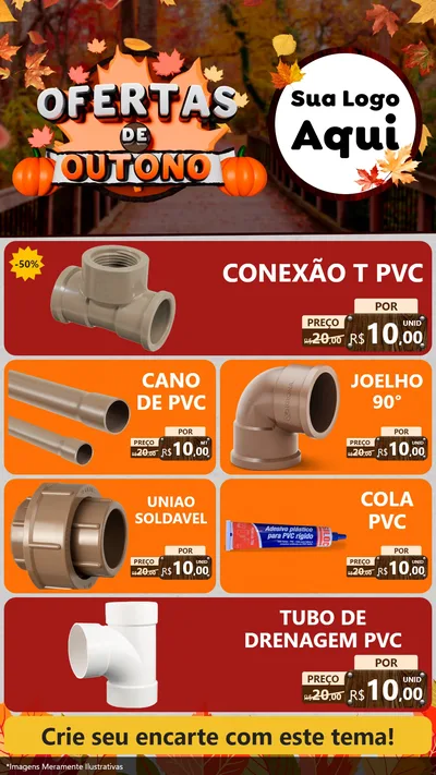 Modelo de TV para TV Vertical com o tema Ofertas de Outono para Tubos e conexões
