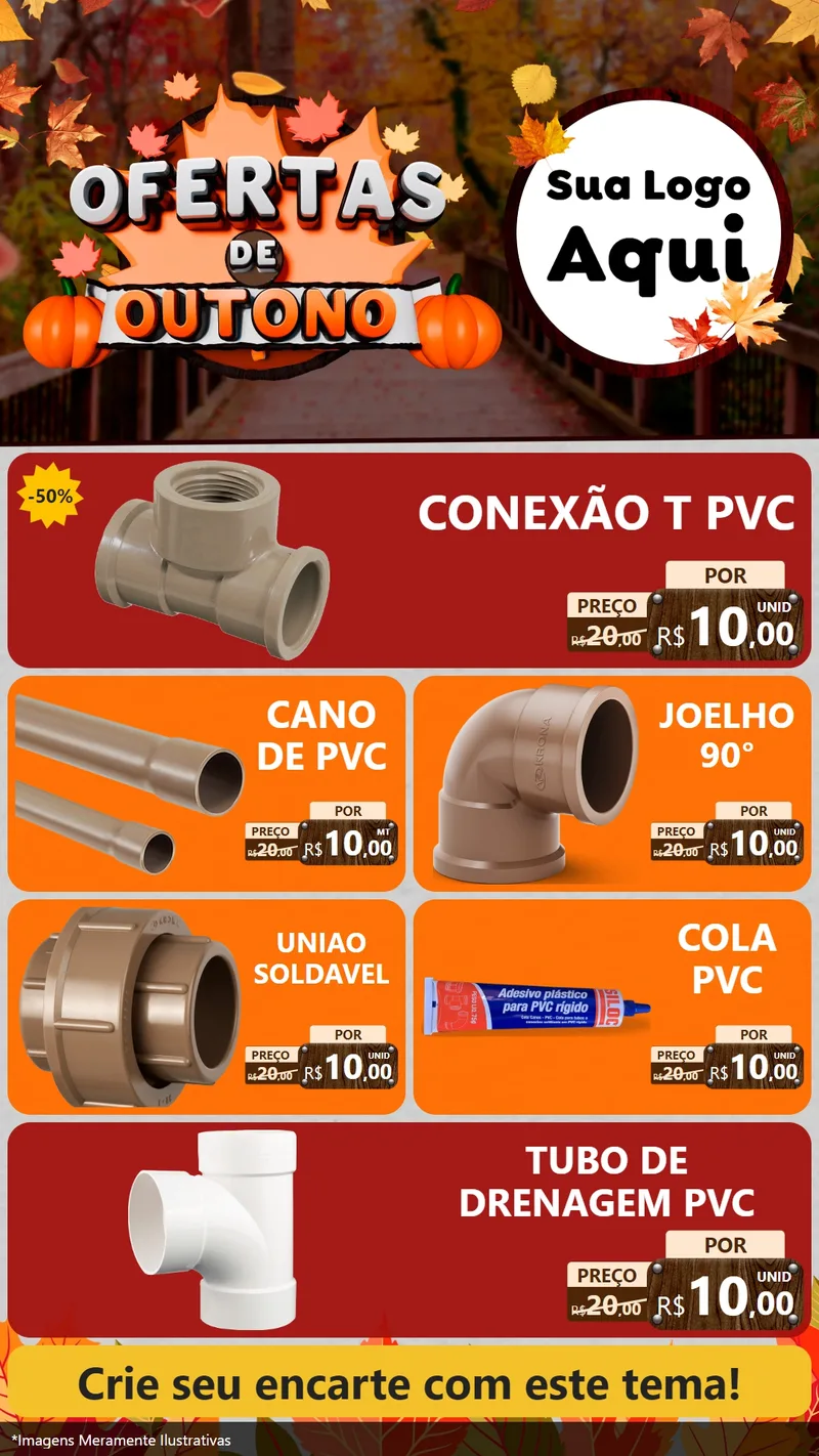 Modelo de TV para TV Vertical com o tema Ofertas de Outono para Tubos e conexões