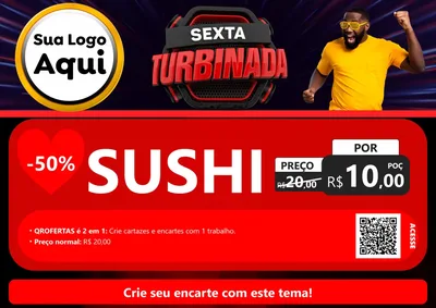 Modelo de Cartaz para Cartaz A4 Horizontal com o tema Sexta Turbinada para Comida japonesa