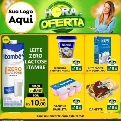 Modelo de Rede Social para Feed Facebook com o tema Hora da Oferta para Frios e Laticínios