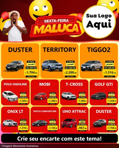 Modelo de Rede Social para Feed Instagram com o tema Sexta-feira Maluca para Concessionaria de Carros