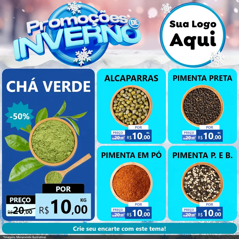 Modelo de Rede Social para Feed Facebook com o tema Promoções de Inverno para Produtos Naturais