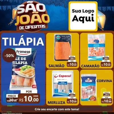 Modelo de Rede Social para Feed Facebook com o tema São João Ofertas Imbatíveis! - Junina para Peixaria