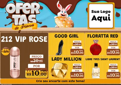Modelo de Encarte para Encarte A4 Horizontal com o tema Ofertas de Páscoa para Perfumes