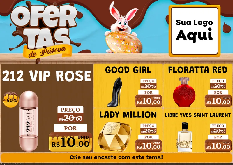 Modelo de Encarte para Encarte A4 Horizontal com o tema Ofertas de Páscoa para Perfumes