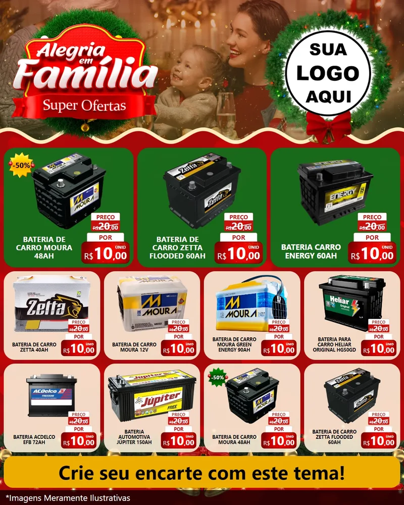 Modelo de Rede Social para Feed Instagram com o tema Alegria Em Família - Super Ofertas para Baterias Elétricas