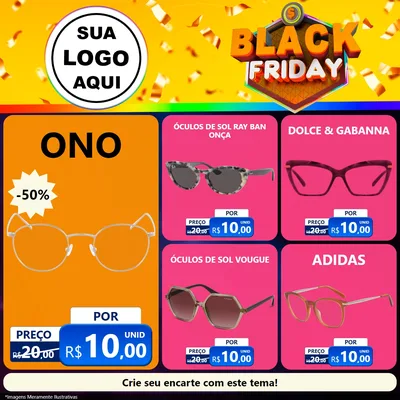 Modelo de Rede Social para Feed Facebook com o tema Black Friday para Óticas
