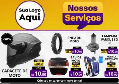 Modelo de Encarte para Encarte A4 Horizontal com o tema Nossos Serviços para Moto peças