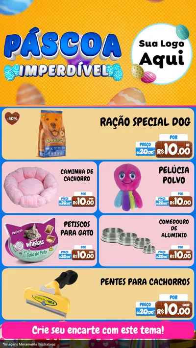 Modelo de TV para TV Vertical com o tema Páscoa Imperdível para Pet Shop
