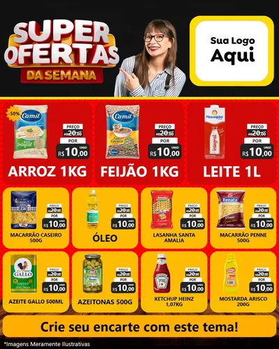 Modelo de Rede Social para Feed Instagram com o tema Super Ofertas da Semana para Supermercado
