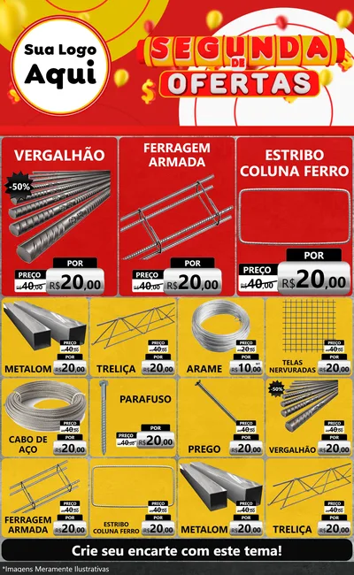 Modelo de Encarte para Encarte Grande com o tema Segunda de Ofertas para Ferragens