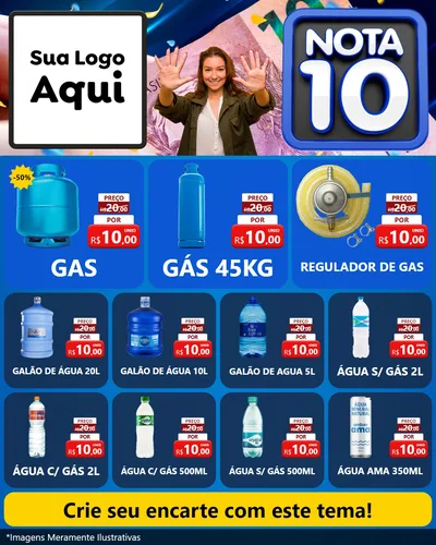 Modelo de Rede Social para Feed Instagram com o tema Nota 10 para Água e gás