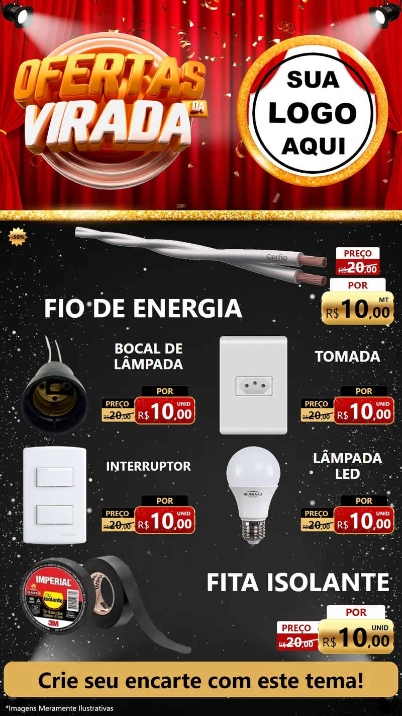 Modelo de TV para TV Vertical com o tema Ofertas da Virada para Materiais Elétricos