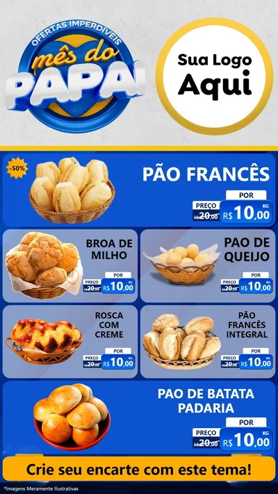 Modelo de TV para TV Vertical com o tema Ofertas Imperdíveis Mês Do Papai para Padaria