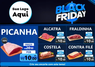 Modelo de Encarte para Encarte A4 Horizontal com o tema Black Friday para Açougue