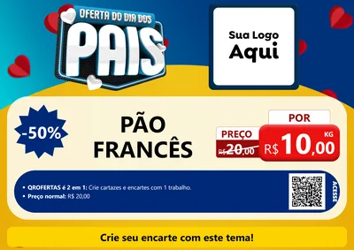 Modelo de Cartaz para Cartaz A4 Horizontal com o tema Oferta Do Dia Dos Pais para Padaria