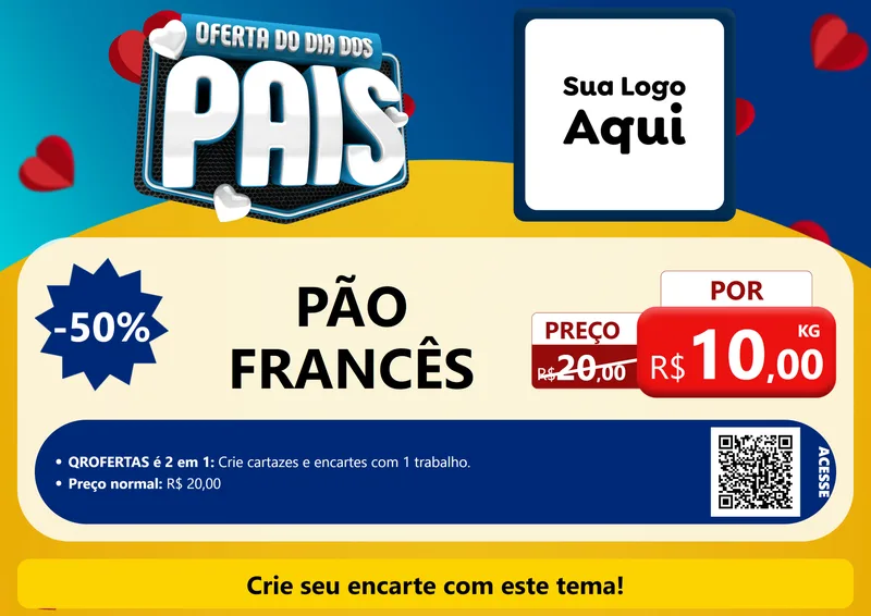 Modelo de Cartaz para Cartaz A4 Horizontal com o tema Oferta Do Dia Dos Pais para Padaria