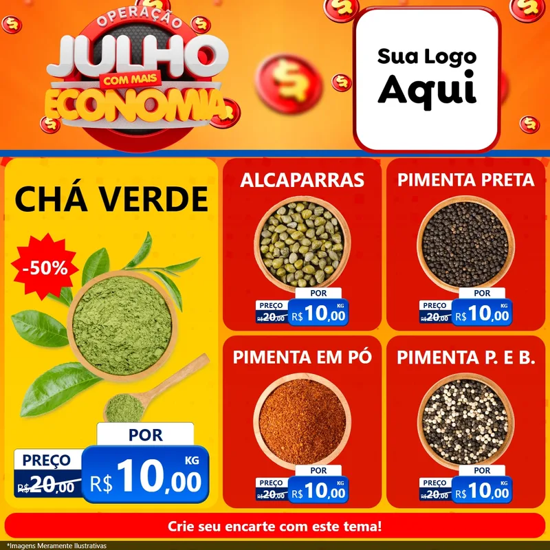 Modelo de Rede Social para Feed Facebook com o tema Operação Julho Com Mais Economia para Produtos Naturais