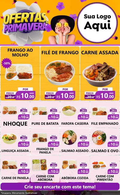 Modelo de Encarte para Encarte Grande com o tema Ofertas Da Primavera para Restaurante