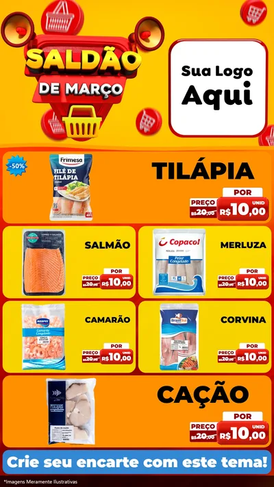 Modelo de TV para TV Vertical com o tema Saldão de Março para Peixaria