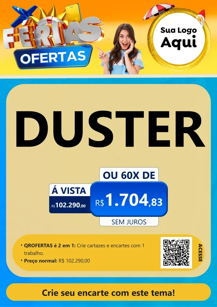 Modelo de Cartaz para Cartaz A4 Vertical com o tema Ofertas - Férias para Concessionaria de Carros